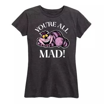 Женская футболка Disney's Alice in Wonderland с рисунком You're All Mad, цвет Heather Charcoal