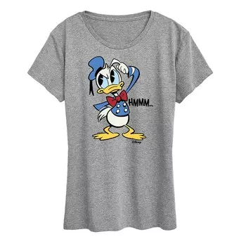 Женская футболка Disney's Donald Duck с рисунком Hmmm, цвет Heather Gray