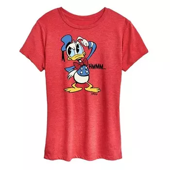 Женская футболка Disney's Donald Duck с рисунком Hmmm, цвет Heather Red