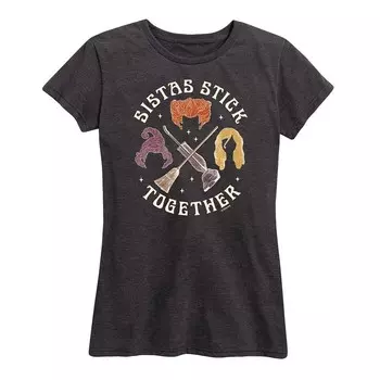 Женская футболка Disney's Hocus Pocus с рисунком Sistas Stick Together Licensed Character, цвет Charcoal Gray