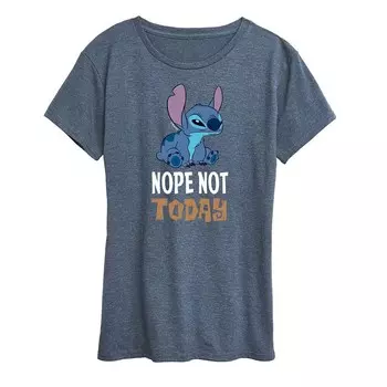 Женская футболка Disney's Lilo & Stitch с рисунком Nope, Not Today Licensed Character, цвет Heather Blue