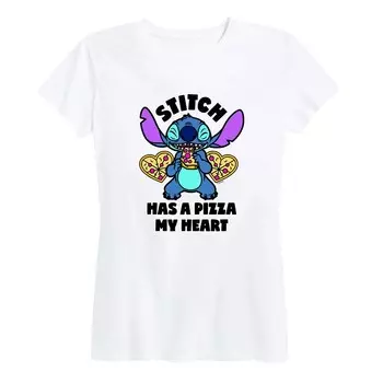 Женская футболка Disney's Lilo & Stitch с рисунком Pizza My Heart Licensed Character, белый