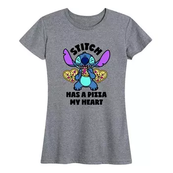 Женская футболка Disney's Lilo & Stitch с рисунком Pizza My Heart Licensed Character, цвет Heather Gray