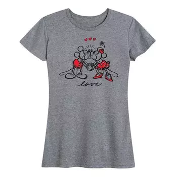 Женская футболка Disney's Mickey & Minnie Mouse с рисунком Love Sketch, цвет Heather Gray