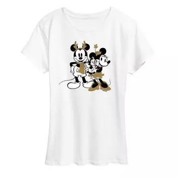 Женская футболка Disney's Mickey Mouse с блестящим рисунком Микки и Минни Licensed Character, белый