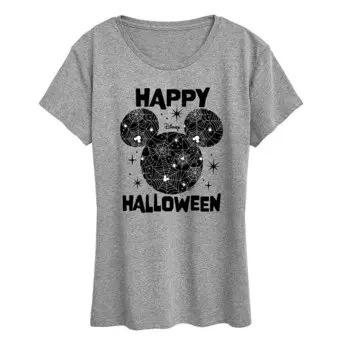 Женская футболка Disney's Mickey Mouse с рисунком паутины Happy Halloween, цвет Heather Gray