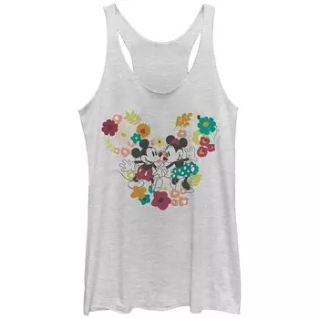 Женская футболка Disney's Mickey Mouse с цветочным принтом Минни Маус, тройная майка с гоночной спинкой Licensed Character, цвет White Heather