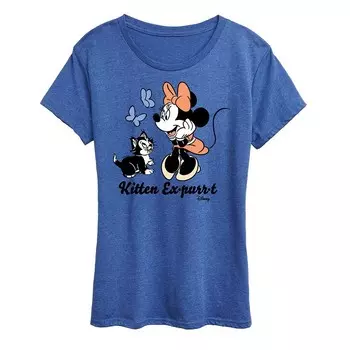 Женская футболка Disney's Minnie Mouse & Figaro с рисунком котенка Expurrt, цвет Heather Royal Blue