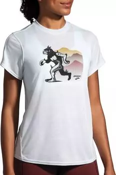 Женская футболка для бега на длинные дистанции Brooks Sasquatch с графическим рисунком, белый