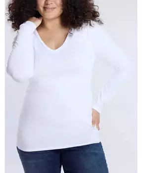 Женская футболка для беременных с V-образным вырезом и сборками по бокам, с длинными рукавами - Motherhood Maternity, белый