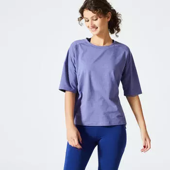 Женская футболка для фитнеса 520 Loose - Сиреневый Domyos