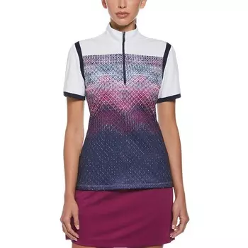Женская футболка для гольфа с коротким рукавом и застежкой-молнией с воротником-стойкой для турнира Большого шлема Grand Slam, цвет Peacoat