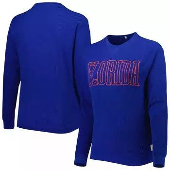 Женская футболка для прессы Royal Florida Gators Surf размера плюс Southlawn вафельной вязки с длинными рукавами и термобельем из трех смесей