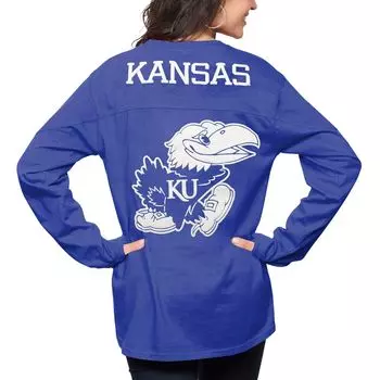 Женская футболка для прессы Royal Kansas Jayhawks The Big Shirt оверсайз с длинным рукавом