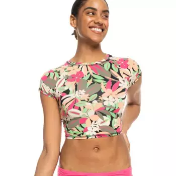 Женская футболка для серфинга Roxy со шнуровкой Palm Song, чёрный