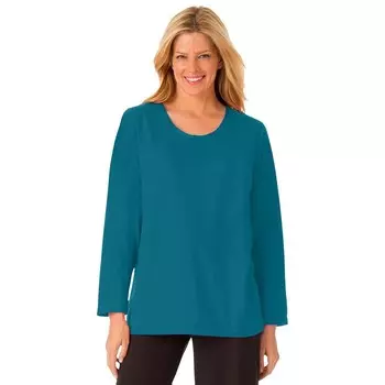 Женская футболка для сна Dreams & Co. больших размеров с атласной отделкой, цвет Deep Teal