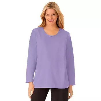 Женская футболка для сна Dreams & Co. больших размеров с атласной отделкой, цвет Soft Iris