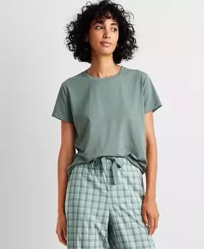 Женская футболка для сна с короткими рукавами из смесового хлопка XS-3X State of Day, зеленый
