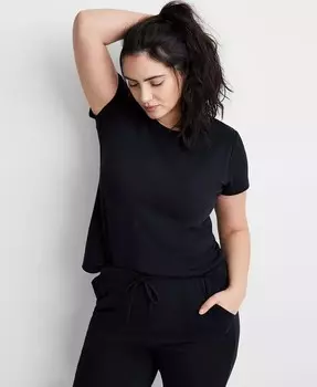 Женская футболка для сна с короткими рукавами из смесового хлопка XS-3X State of Day, черный