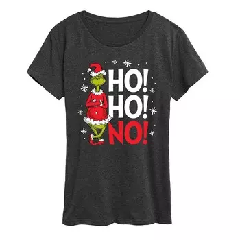 Женская футболка Dr. Seuss Grinch Ho Ho без рисунка Licensed Character, цвет Heather Charcoal
