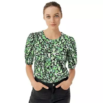 Женская футболка Ellos с рукавами больших размеров, цвет Black Green Floral