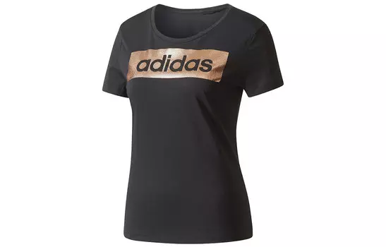 Женская футболка Essentials Linear Foil Logo, черная Adidas