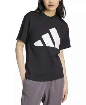 Женская футболка Essentials с большим логотипом из хлопка adidas, черный