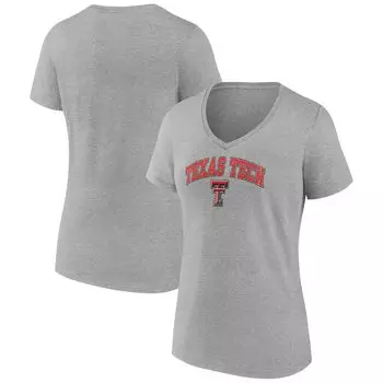 Женская футболка Fanatics Heather Grey Texas Tech Red Raiders Evergreen Campus с v-образным вырезом Fanatics