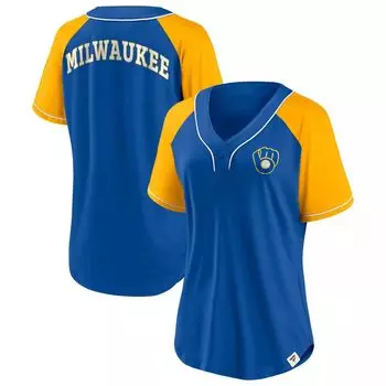 Женская футболка Fanatics Royal Milwaukee Brewers Bunt реглан с v-образным вырезом Fanatics