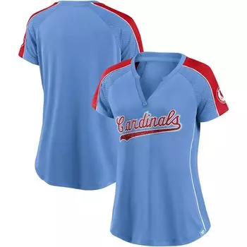 Женская футболка Fanatics Royal/Red St. Louis Cardinals True Classic League Diva в тонкую полоску реглан с v-образным вырезом Fanatics