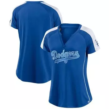 Женская футболка Fanatics Royal/White с логотипом Los Angeles Dodgers True Classic League Diva в тонкую полоску реглан с v-образным вырезом Fanatics