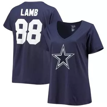 Женская футболка Fanatics с фирменным логотипом CeeDee Lamb Dallas Cowboys размера плюс с v-образным вырезом с именем и номером Fanatics