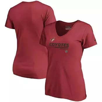 Женская футболка Fanatics с фирменным логотипом Garnet Arizona Coyotes Authentic Pro Core Collection Prime с v-образным вырезом Fanatics