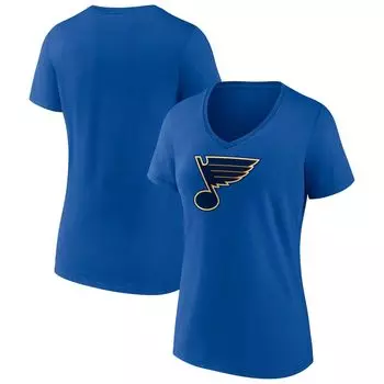Женская футболка Fanatics с фирменным логотипом Royal St. Louis Blues Primary Team с v-образным вырезом Fanatics