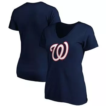 Женская футболка Fanatics с фирменным логотипом Washington Nationals Core и v-образным вырезом Fanatics