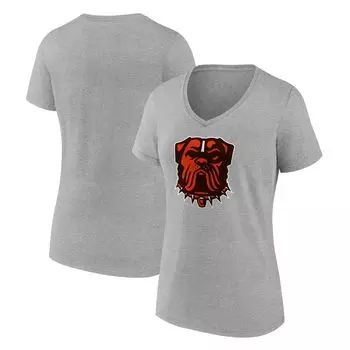 Женская футболка Fanatics с логотипом Heather Charcoal Cleveland Browns Dawg и V-образным вырезом Fanatics
