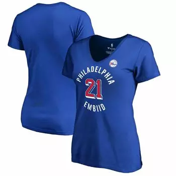 Женская футболка Fanatics с логотипом Joel Embiid Royal Philadelphia 76ers размера плюс Fanatics