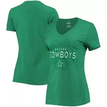 Женская футболка Fanatics с логотипом Kelly Green Dallas Cowboys и логотипом Celtic Knot с v-образным вырезом Fanatics