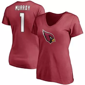 Женская футболка Fanatics с логотипом Kyler Murray Cardinal Arizona Cardinals, значок игрока, имя и номер, с v-образным вырезом Fanatics