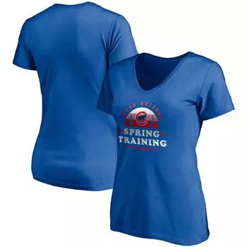 Женская футболка Fanatics с логотипом Royal Chicago Cubs 2021, весенняя тренировочная футболка Upper Deck с v-образным вырезом Fanatics