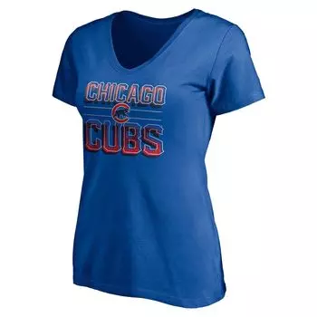 Женская футболка Fanatics с логотипом Royal Chicago Cubs «Принуждение к победе» с V-образным вырезом Fanatics