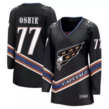 Женская футболка Fanatics с логотипом TJ Oshie Black Washington Capitals Special Edition 2.0 Breakaway Player Fanatics