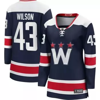 Женская футболка Fanatics с логотипом Tom Wilson Navy Washington Capitals Alternate 2020/21 Premier Breakaway Player Fanatics