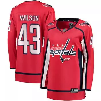 Женская футболка Fanatics с логотипом Tom Wilson Red Washington Capitals Home Premier Breakaway Player Fanatics