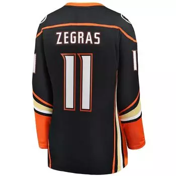 Женская футболка Fanatics с логотипом Trevor Zegras Black Anaheim Ducks Home Breakaway Player Fanatics