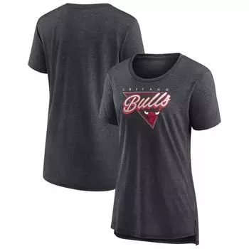 Женская футболка Fanatics с меланжевым углем Chicago Bulls True Classics Tri-Blend Fanatics