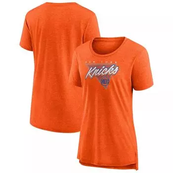 Женская футболка Fanatics с принтом Heathered Orange New York Knicks True Classics Tri-Blend Fanatics