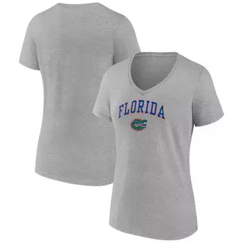 Женская футболка Fanatics с v-образным вырезом и логотипом Heather Grey Florida Gators Evergreen Campus Fanatics