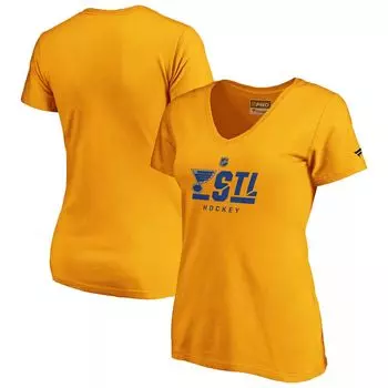 Женская футболка Fanatics с v-образным вырезом и логотипом Gold St. Louis Blues Authentic Pro Secondary Fanatics