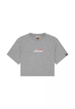 Женская футболка FIREBALL - укороченный топ, короткие рукава, круглый вырез, логотип Ellesse, серый